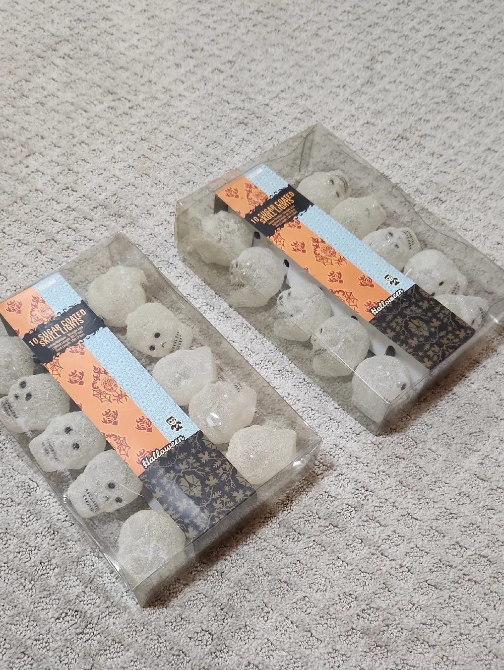 Vintage Halloween Sugar Coated White Skull String Lights
